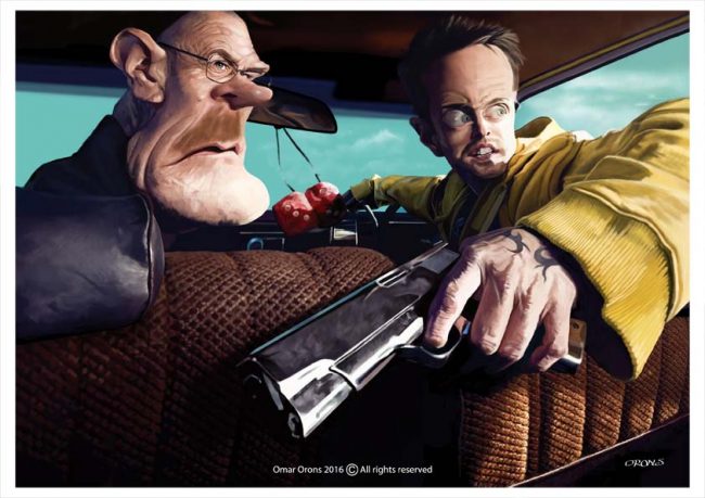 Caricatura digital de la serie de televisión Breaking Bad.