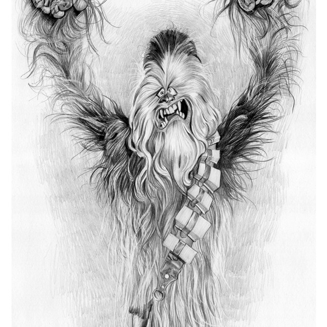 Caricatura de Chewbacca, personaje de Star Wars.