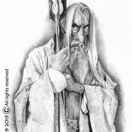 "Caricatura de Christopher Lee, como Saruman"