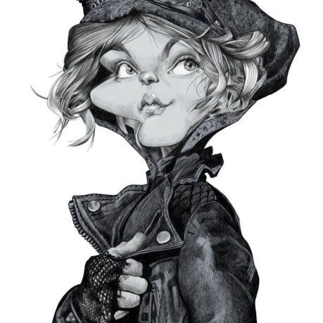 "Caricatura de Camren Bicondoba, como Selina Kyle en la serie GoTham"