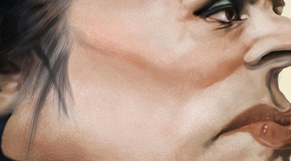 Caricaturas de famosos. Caricatura de Amalia Rodriguez. Detalle