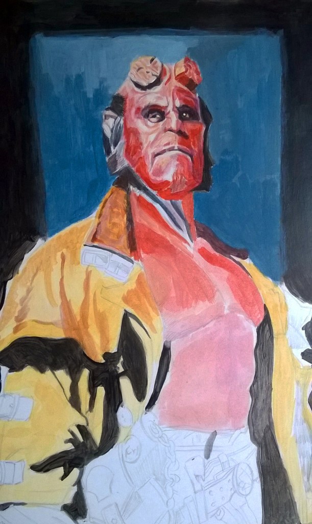 Láminas de fanart, proceso del personaje de comic Hellboy