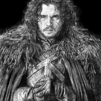 Retrato a Lápiz de Kit Harrington, como Jon Snow