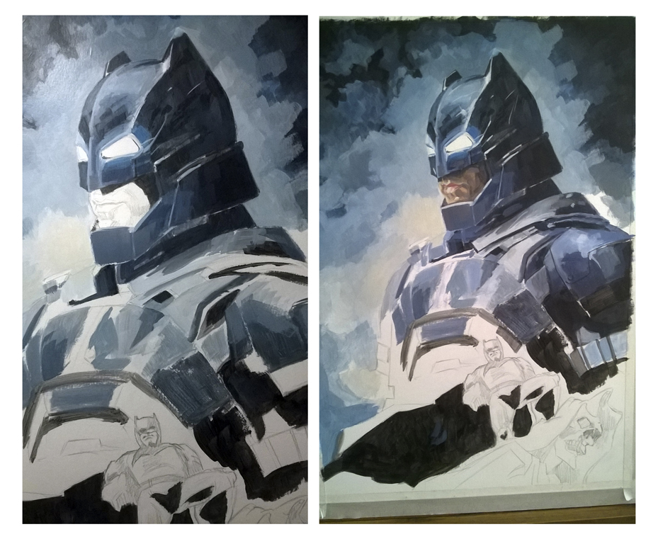 Láminas de fanart, proceso del personaje de comic Batman