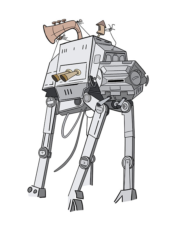 Caricaturas personalizadas por foto. Dibujo de una nave de Star Wars.