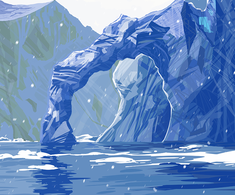 Ilustración digitalde un paisaje de la Antártida