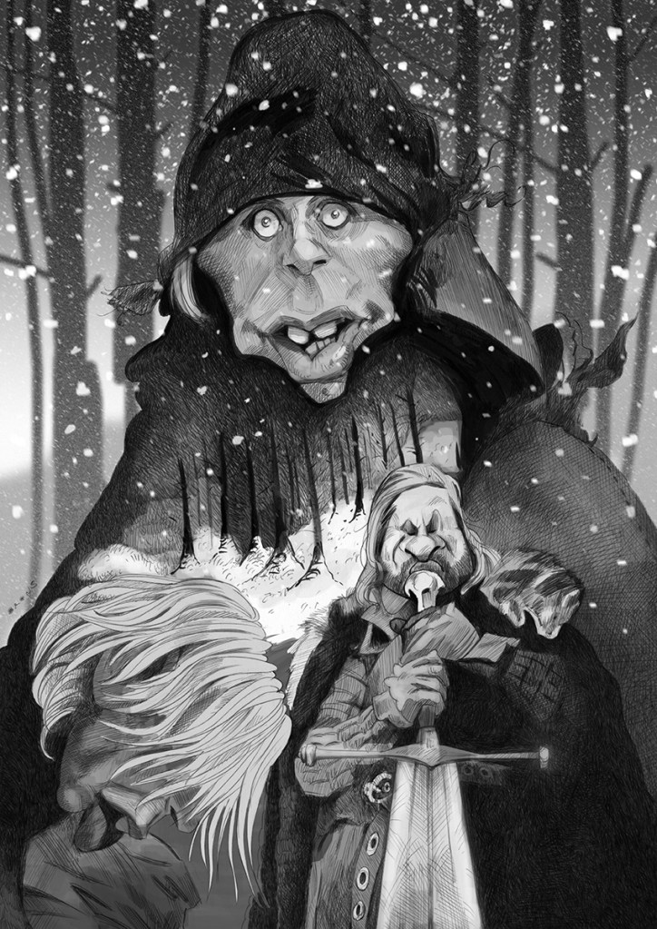 Caricatura de Sean Bean como Eddard Stark por WO Orons