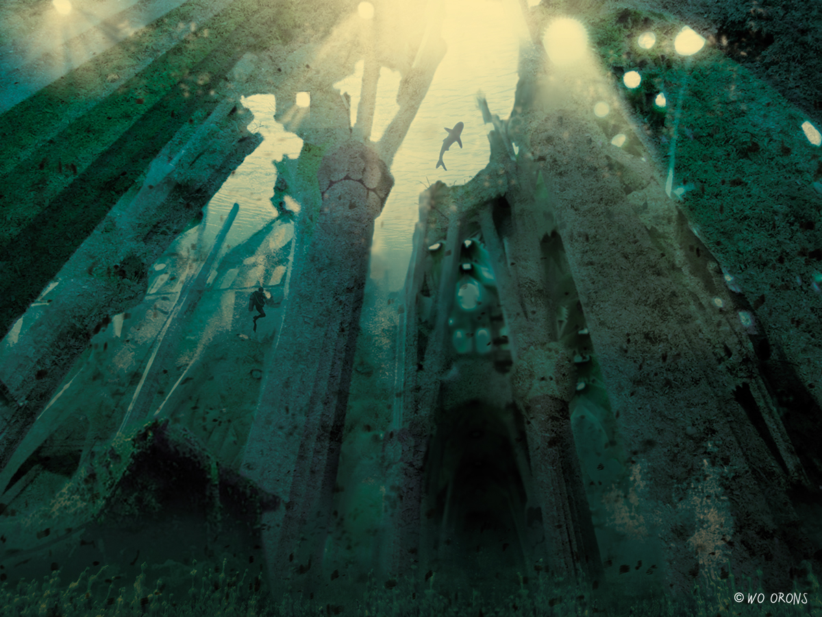 la sagrada familia, técnica de ilustración digital