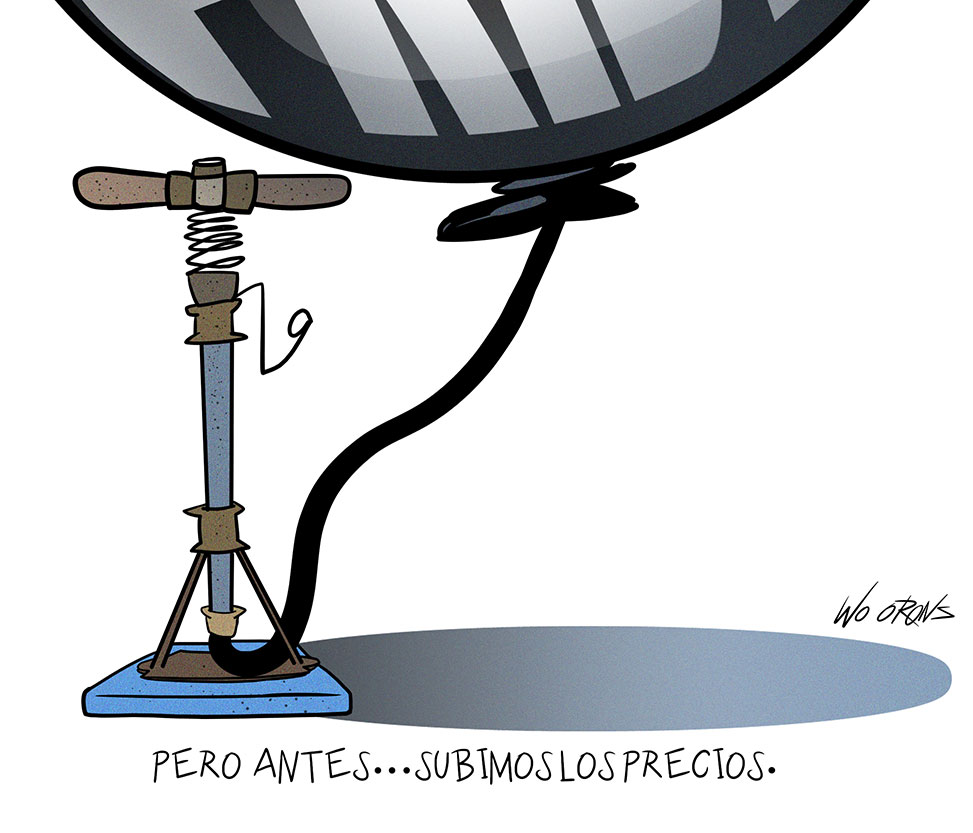 Caricatura, humor gráfico sobre el Black Friday y la subida de precios.