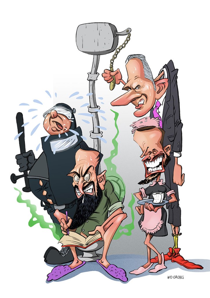 Caricaturas de Santiago Abascal, Pablo Casado y Ortega Smith