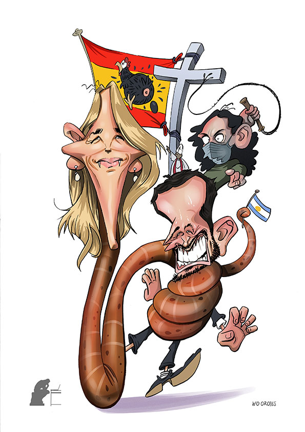 Caricaturas de Pablo Casado, Díaz Ayuso y Cayetana Álvarez de Toledo