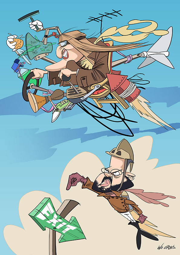 Cricatura de Laura Borrás y Pere Aragonés