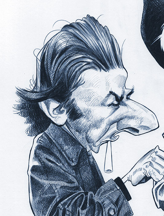 Caricatura de Dustin Hoffman en la película Cawboy de Medianoche