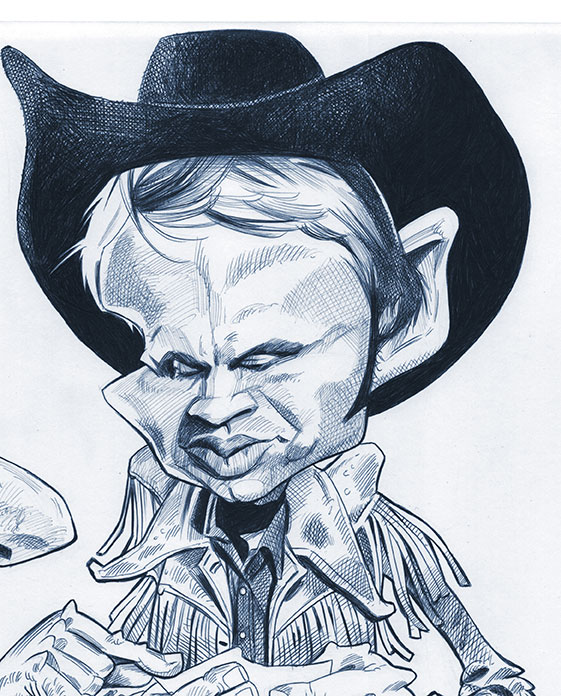 Caricatura de John Voigth en la película Cawboy de Medianoche