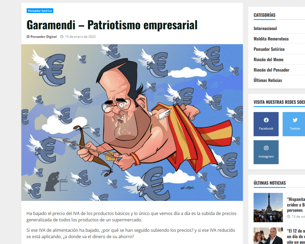 Caricatura de Garamendi, presidente de la CEOE.