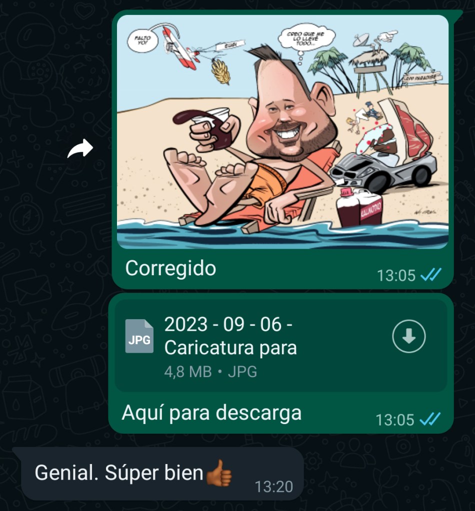 Comentario sobre una caricatura personalizada para hacer un regalo.
