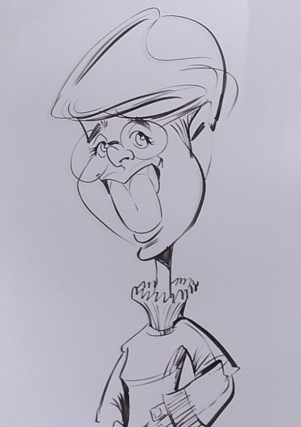 Caricatura de una cliente dibujada al momento.