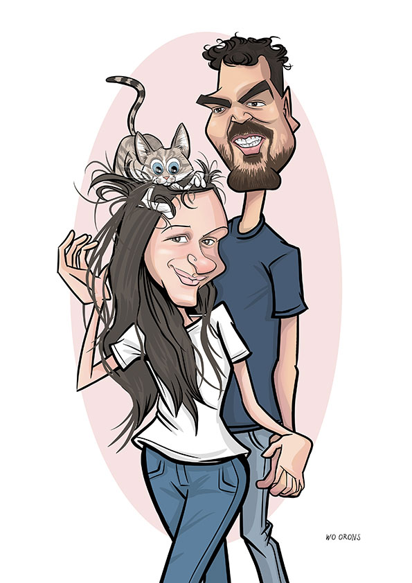 Caricatura personalizada para una pareja hecha a partir de una foto.