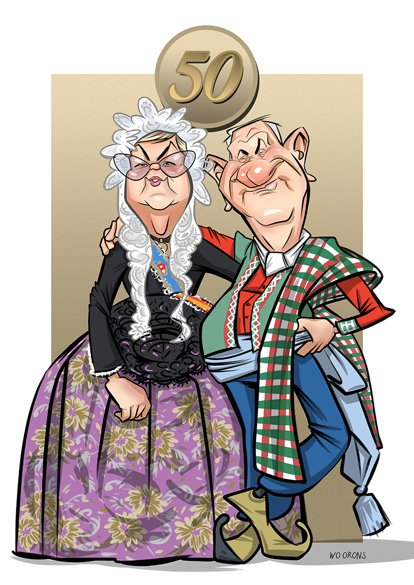 Caricatura personalizada de sos abuelos para sus bodas de oro