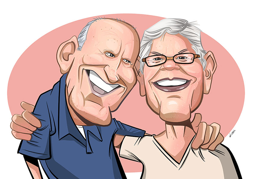 Caricatura personalizada de una pareja de abuelos