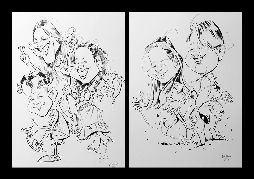 Caricaturas en vivo, de personas.