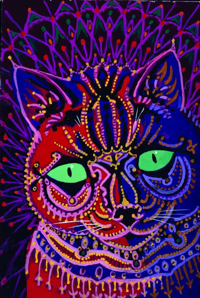Pintura de un gato hecha por Louis Wain