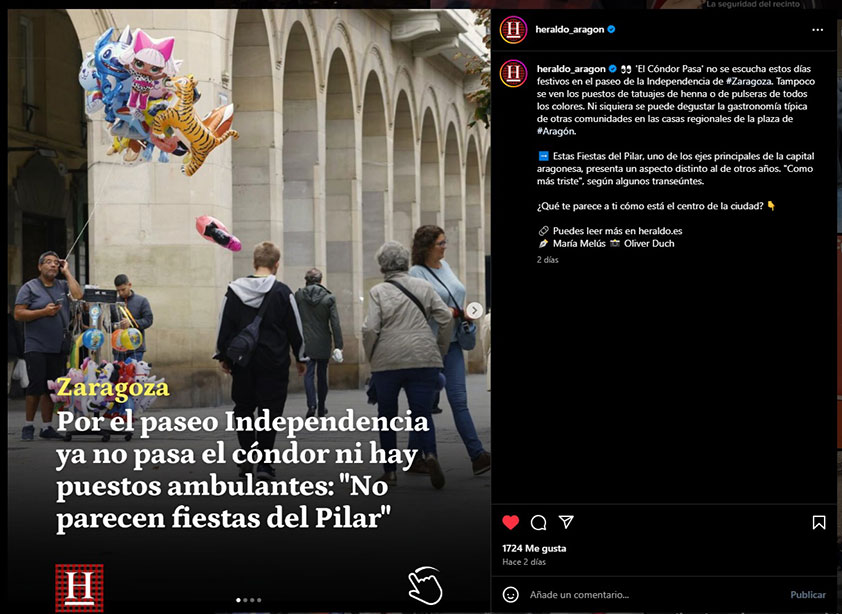 Captura de pantalla de una noticia de El Heraldo de Aragón