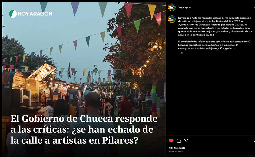 Captura de pantalla de una noticia de el periódico Hoy Aragón.