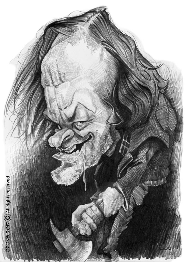 Caricatura hecha por WO Orons del actor Jack Nicholson en la película El Resplandor.