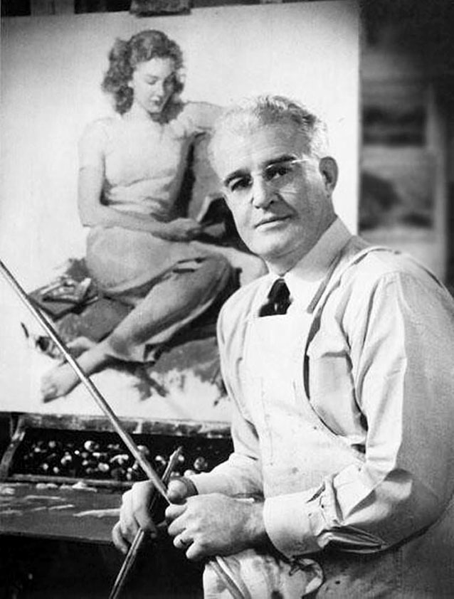 Fotografía del ilustrador Andrew Loomis en su estudio.