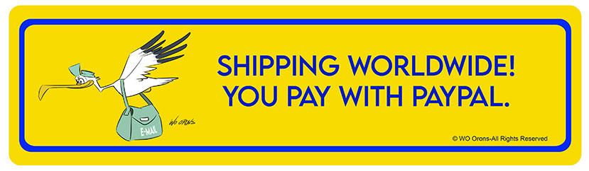 "Caricatura de una cigüeña, para un cartel de envíos por E-mail"