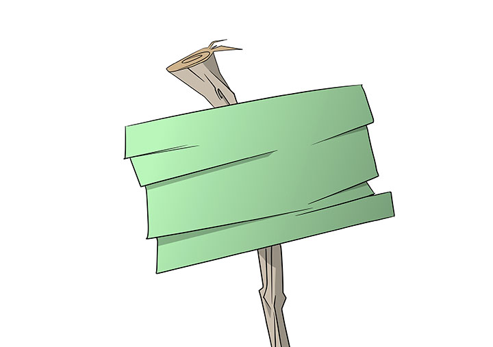 Caricatura de un cartel indicador.