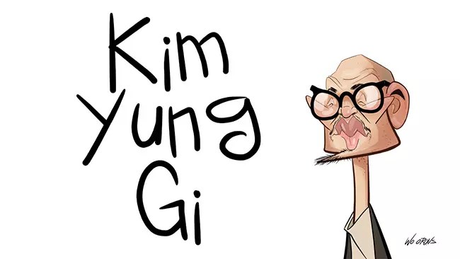 "Caricatura de Kim Yung Gi por Orons"