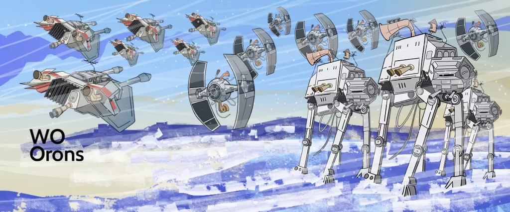 "Caricatura de la Batalla de Hoth de la saga Star Wars"