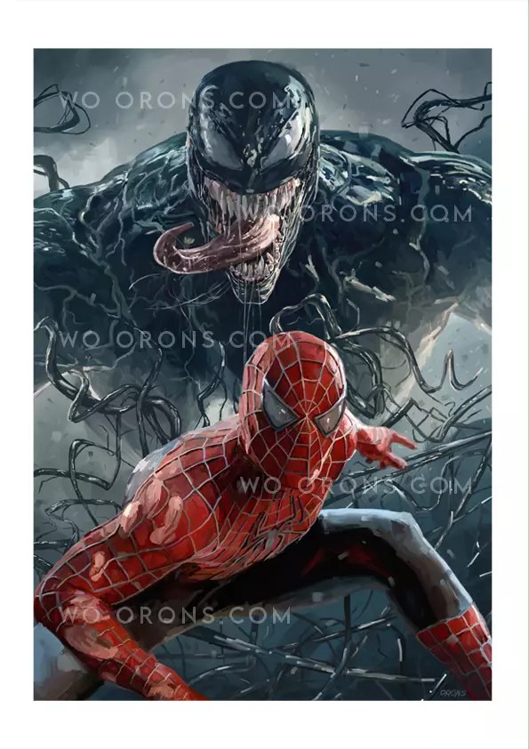 "Dibujo Spiderman y Venom"