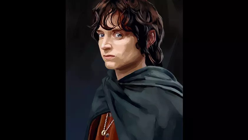 "Retrato de  Elijah Wood como Frodo Bolsón"