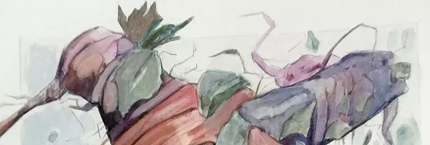 "Detalle de una obra hecha con gouache"