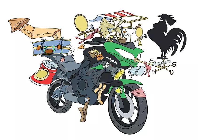 "Ilustración de una moto creada para una caricatura personalizada"