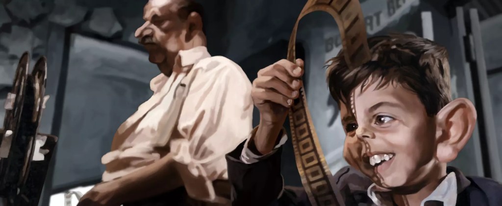 "Caricatura de la película Cinema Paradiso"