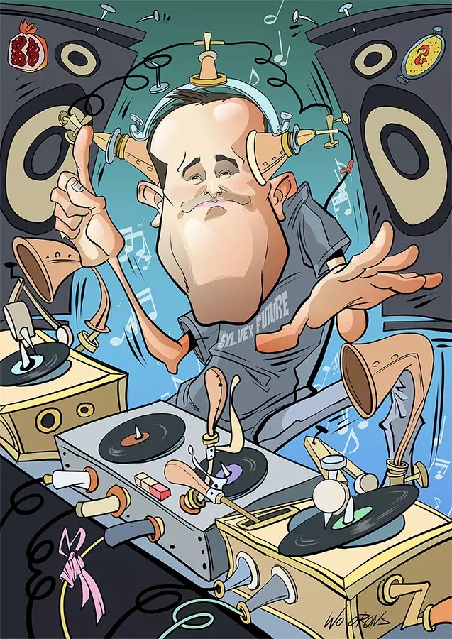 "Caricatura personalizada de un disk-jockey"