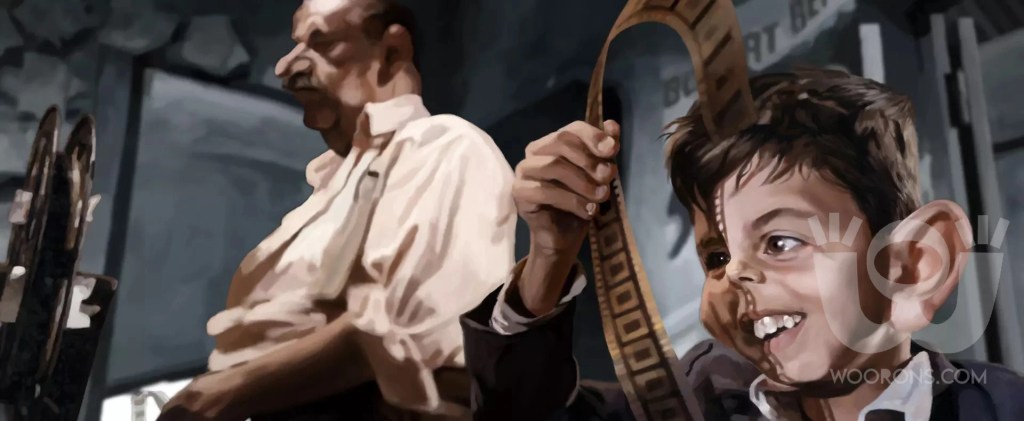 "Caricatura de la película Cinema Paradiso"